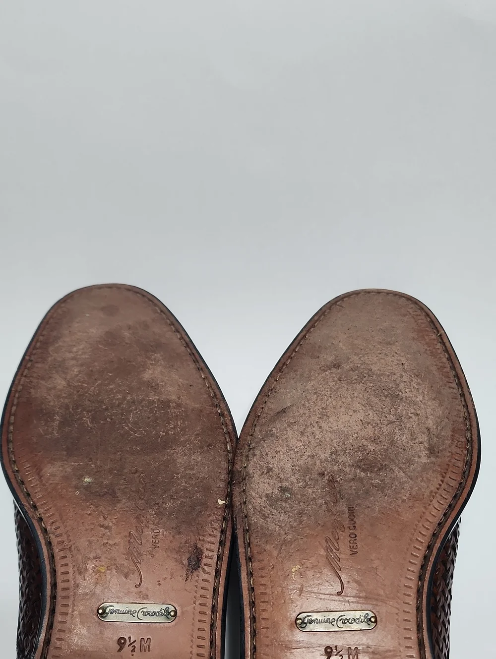 Mezlan Salinas Genuine Crocodile Men Sz 9.5 Leather Cap Toe Brown Lace Up Shoes